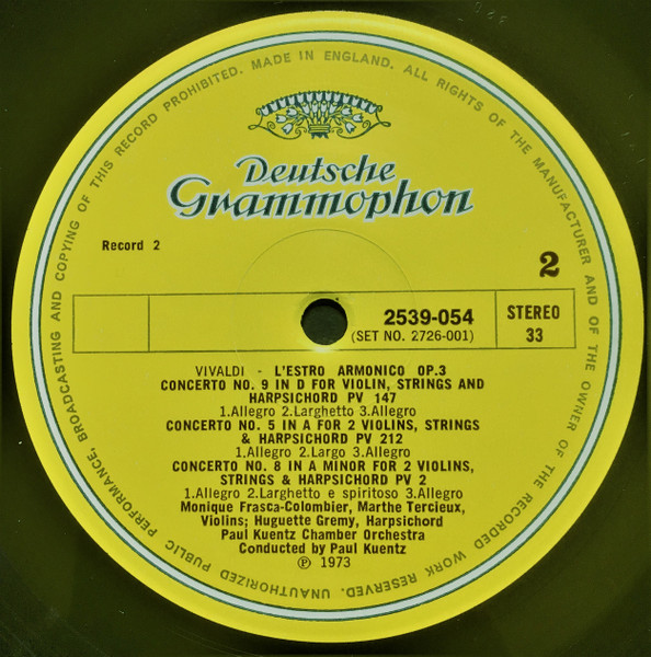 Cover zu Antonio Vivaldi / Orchestre De Chambre Paul Kuentz - L'Estro Armonico OP. 3 | 1973 | Vinyl | Classical | UK