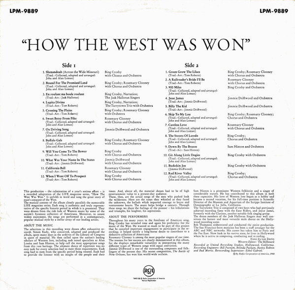 Cover zu Bing Crosby / Rosemary Clooney / Jimmy Driftwood / Sam Hinton - How The West Was Won | 1960 | Vinyl | Folk, World, & Country | Germany Schallplatten Ankauf