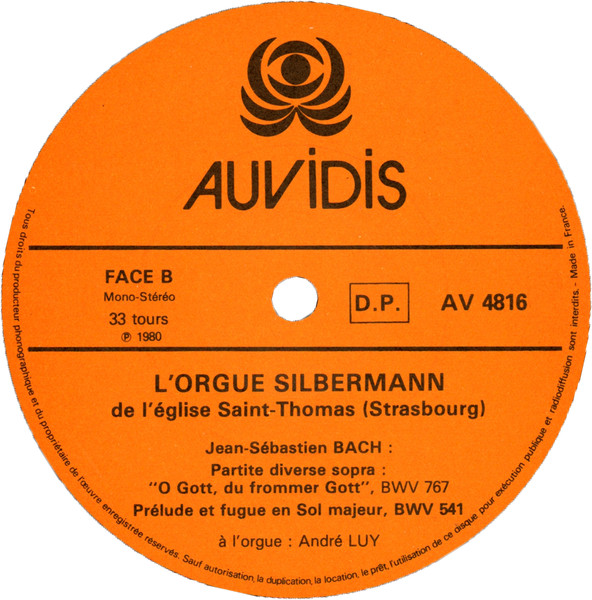 Cover zu André Luy - L'Orgue Silbermann (De l'Église Saint Thomas de Strasbourg) | Vinyl | Classical | France