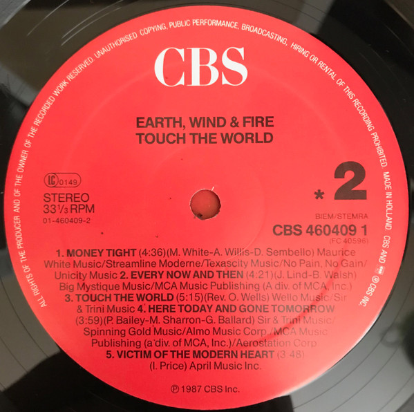 Cover zu Earth, Wind & Fire - Touch The World | 1987 | Vinyl | Electronic, Funk / Soul | Europe Schallplatten Ankauf