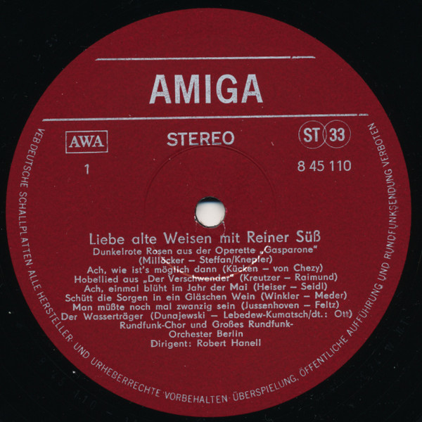 Cover zu Reiner Süß - Liebe Alte Weisen | 1974 | Vinyl | Pop, Classical, Folk, World, & Country | German Democratic Republic (GDR)