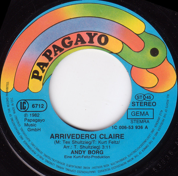 Cover zu Andy Borg - Arrivederci Claire | 1982 | Vinyl | Pop | Europe Schallplatten Ankauf