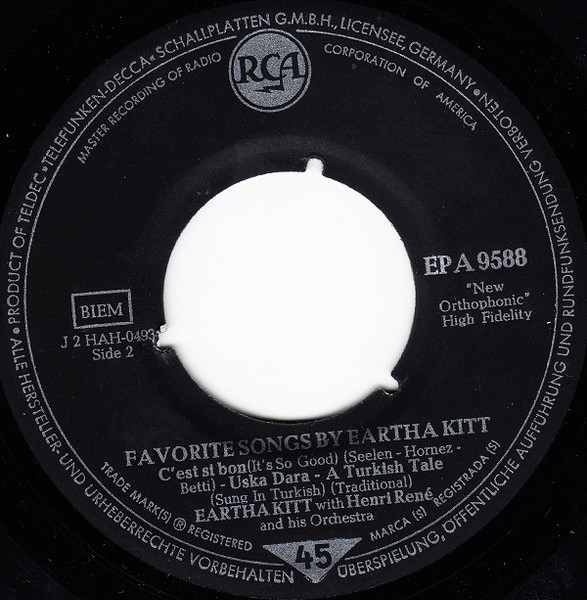 Cover zu Eartha Kitt - Favorite Songs By Eartha Kitt | 1958 | Vinyl | Jazz, Funk / Soul, Blues, Pop | Germany