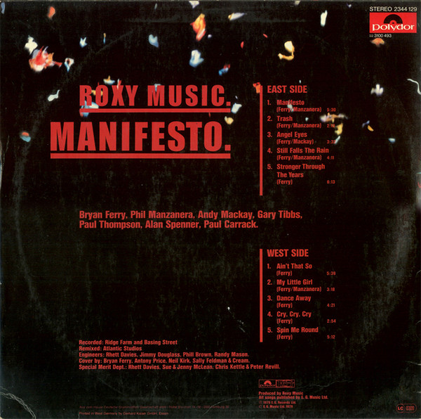Cover zu Roxy Music - Manifesto | 1979 | Vinyl | Electronic, Rock | Germany