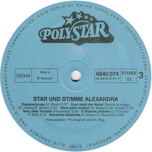 Cover zu Alexandra (7) - Star + Stimme - Alle Ihre Schönsten Lieder | 1981 | Vinyl, LP, Stereo, Compilation | Pop | Germany