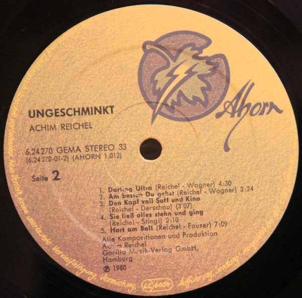 Cover zu Achim Reichel - Ungeschminkt | 1980 | Vinyl | Pop | Germany