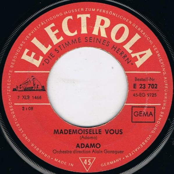 Cover zu Adamo - J'ai Tant De Reves Dans Mes Bagages / Mademoiselle Vous | 1967 | Vinyl, 45 RPM, 7