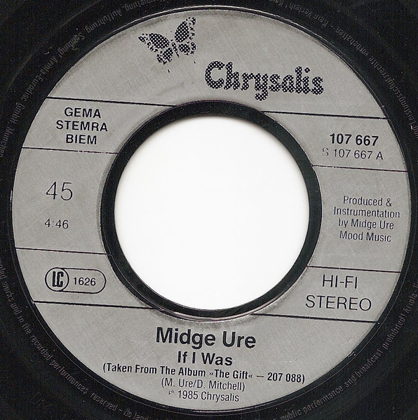 Cover zu Midge Ure - If I Was | 1985 | Vinyl, 45 RPM, 7