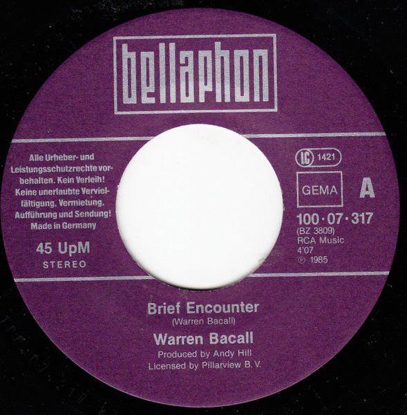Cover zu Warren Bacall - Brief Encounter | 1985 | Vinyl, Stereo, 45 RPM, 7