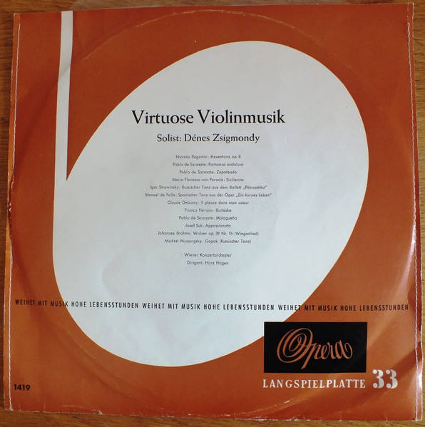 Bild Denes Zsigmondy, Wiener Konzertorchester, Hans Hagen – Virtuose Violinmusik | 1963 | Vinyl, LP, Mono, Club Edition | Classical | Germany Schallplatten Ankauf