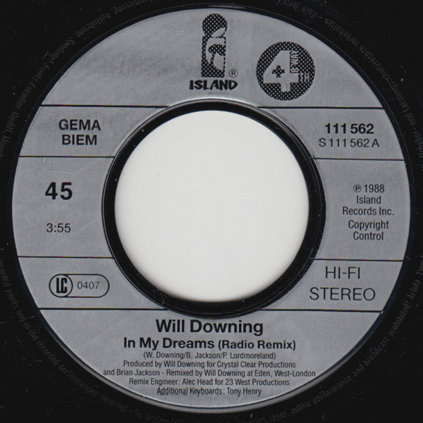Cover zu Will Downing - In My Dreams | 1988 | Vinyl, Stereo, 45 RPM, 7
