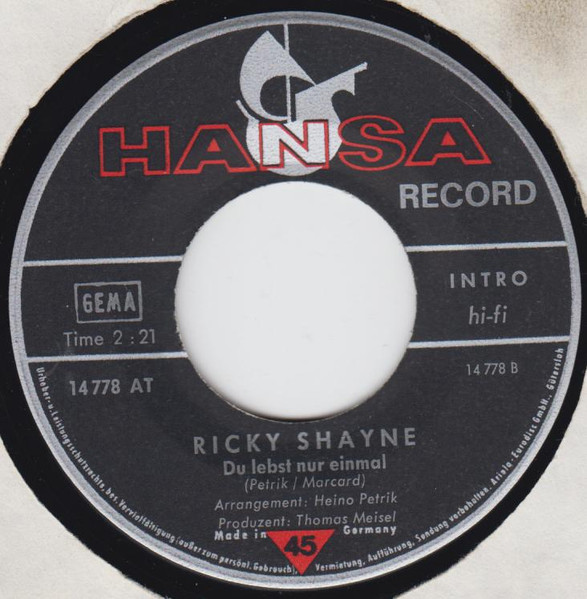 Cover zu Ricky Shayne - In Festen Händen | 1970 | Vinyl, 45 RPM, 7