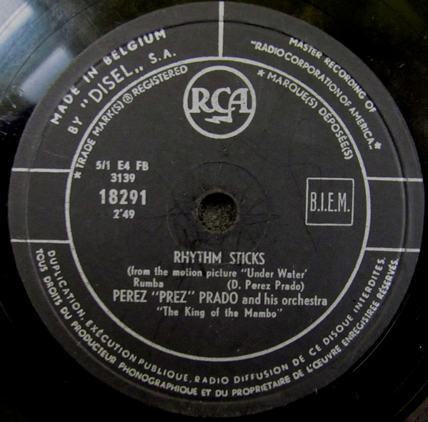 Bild Perez Prado And His Orchestra – Cherry Pink And Apple Blossom White / Rhythm Sticks | Shellac, 10″, 78 RPM | Jazz, Latin | Belgium Schallplatten Ankauf