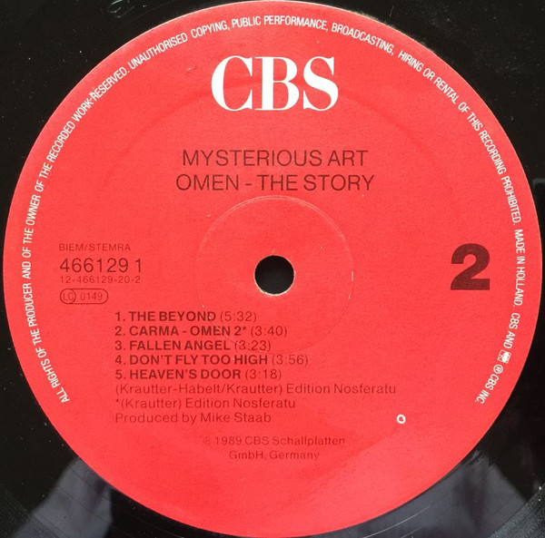 Cover zu Mysterious Art - Omen - The Story | 1989 | Vinyl, LP, Album, Stereo | Electronic, Pop | Germany