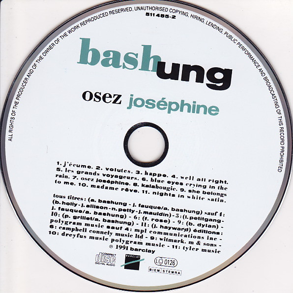 Cover zu Alain Bashung - Osez Joséphine | 1991 | CD, Album | Rock, Pop | Europe