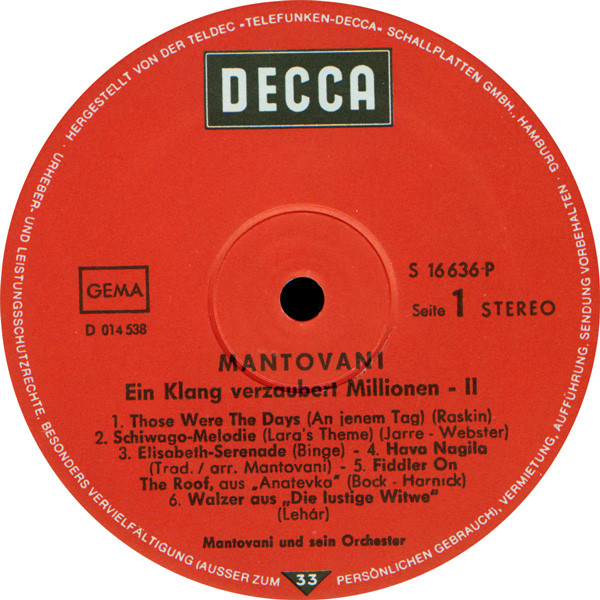 Cover zu Mantovani - Ein Klang Verzaubert Millionen 2 | 1973 | Vinyl, LP, Compilation | Classical, Folk, World, & Country, Stage & Screen | Germany
