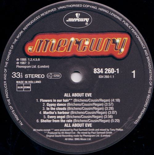 Cover zu All About Eve - All About Eve | 1988 | Vinyl, LP, Album, Stereo | Rock | Europe