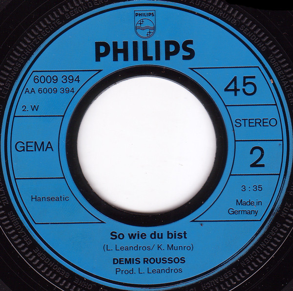 Cover zu Demis Roussos - Schönes Mädchen Aus Arcadia | 1973 | Vinyl, Stereo, 45 RPM, 7