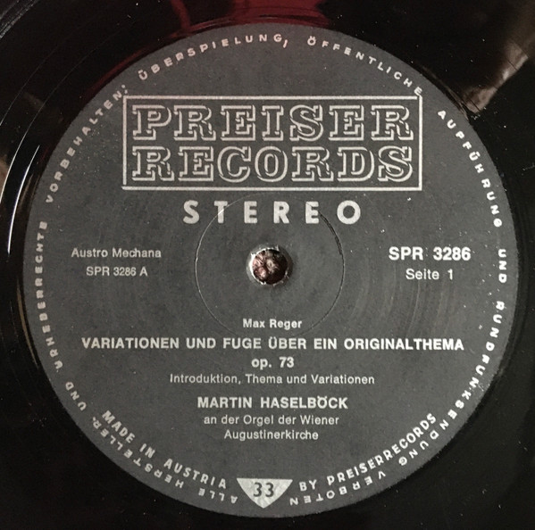 Bild Max Reger, Martin Haselböck – Variationen Und Fuge Über Ein Originalthema, Op. 73; Fantasie Über Den Choral „Wachet Auf, Ruft Uns Die Stimme”, Op. 52/2 | Vinyl, LP, Album, Stereo | Classical Schallplatten Ankauf