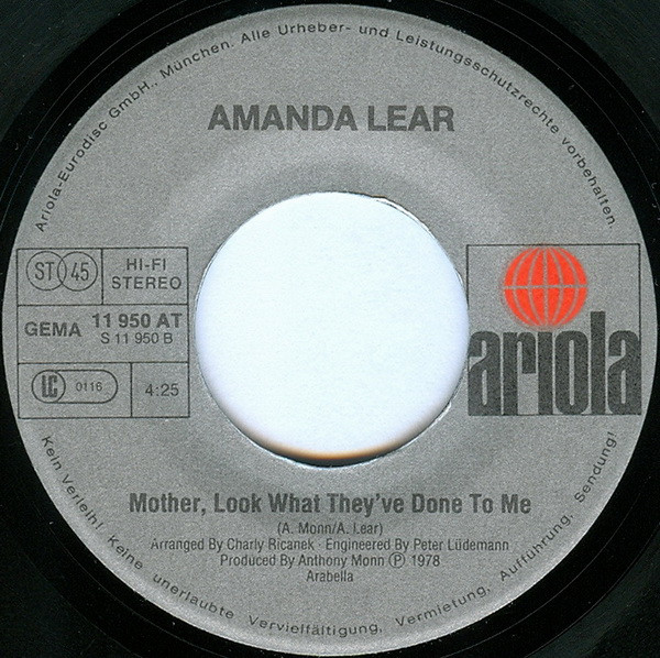 Cover zu Amanda Lear - Follow Me | 1978 | Vinyl, Stereo, 45 RPM, 7