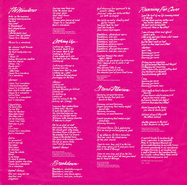 Cover zu Donna Summer - The Wanderer | 1980 | Vinyl, LP, Album | Electronic | Germany