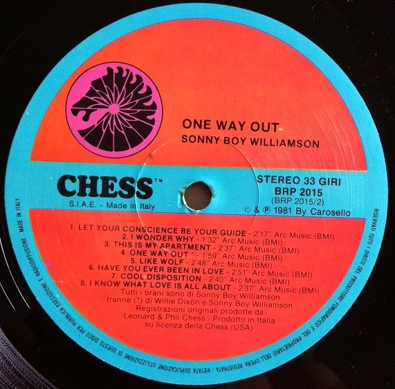 Cover zu Sonny Boy Williamson (2) - One Way Out | 1981 | Vinyl, LP, Compilation | Blues | Italy