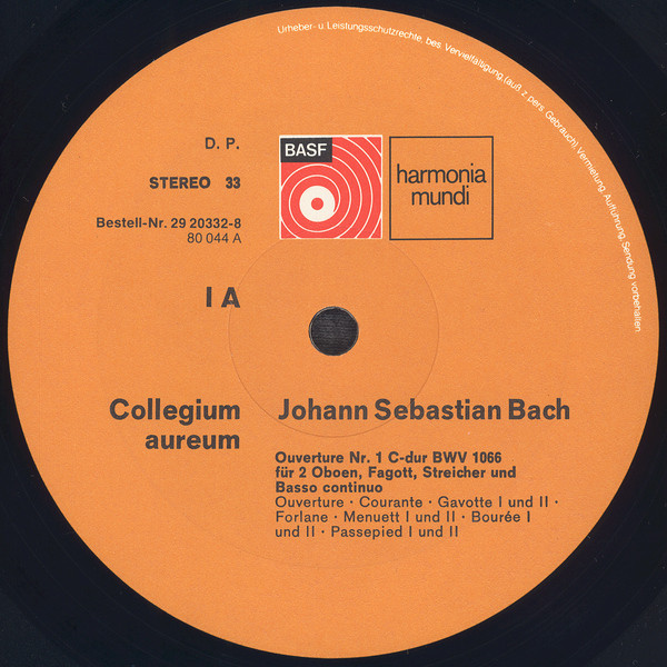 Cover zu Johann Sebastian Bach, Collegium Aureum - Vier Ouvertüren | Vinyl, LP, Album, Stereo, Reissue | Classical | Germany