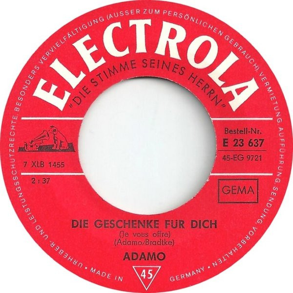 Cover zu Adamo - Das Wunder Der Liebe / Die Geschenke Für Dich | 1967 | Vinyl, 45 RPM, 7