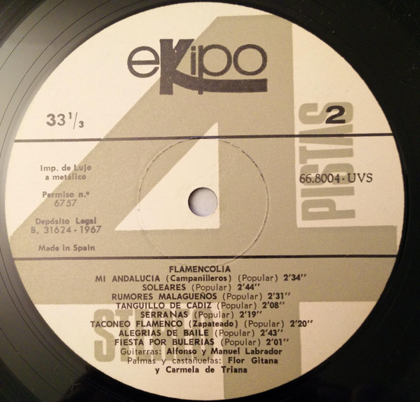 Cover zu Alfonso Y Manuel Labrador Y Su Grupo Flamenco - Flamencolia | 1967 | Vinyl, LP | Latin | Spain