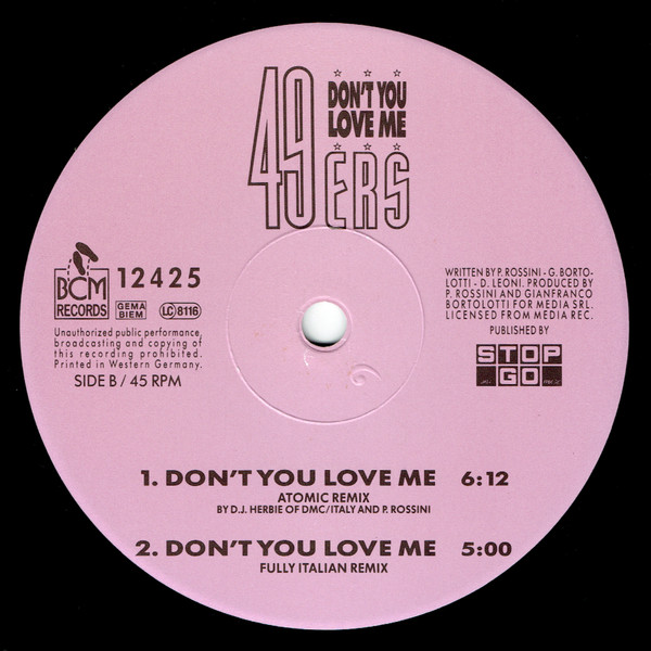 Cover zu 49ers - Don't You Love Me | 1990 | Vinyl, 12