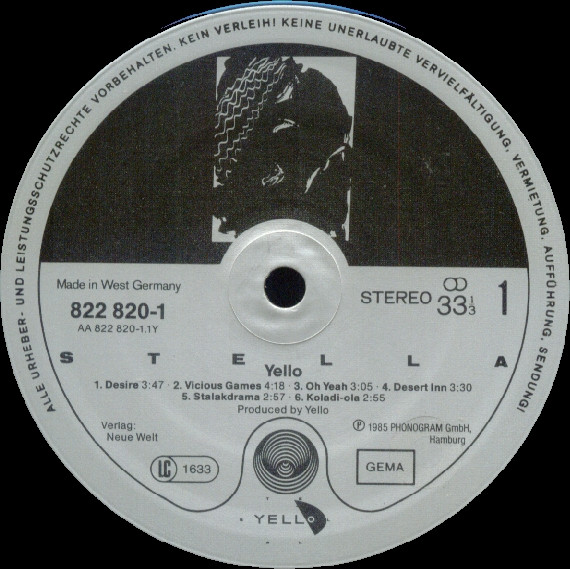 Cover zu Yello - Stella | 1985 | Vinyl, LP, Album, Stereo | Electronic, Pop | Germany