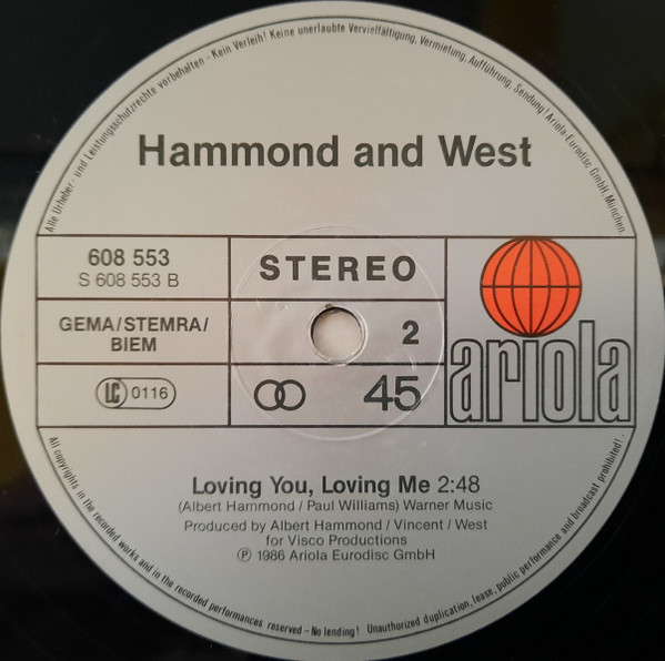 Cover zu Albert Hammond And Albert West - Give A Little Love | 1986 | Vinyl, Stereo, 12