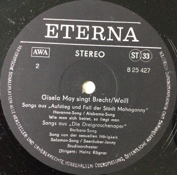 Cover zu Gisela May - Singt Brecht Weill | 1977 | Vinyl, LP, Album, Reissue | Classical, Stage & Screen | German Democratic Republic (GDR)