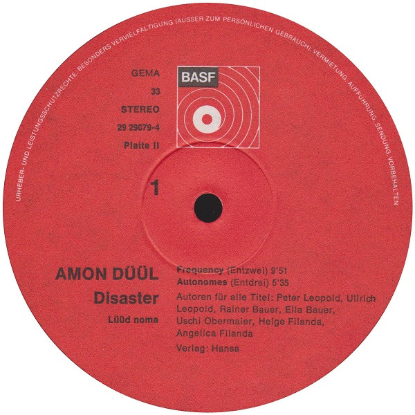 Cover zu Amon Düül - Disaster (Lüüd Noma) | 1972 | Vinyl, LP | Rock | Germany