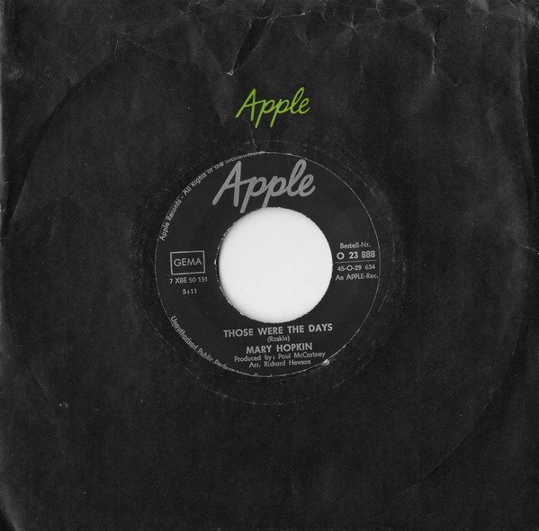 Cover zu Mary Hopkin - Those Were The Days | 1968 | Vinyl, 45 RPM, 7