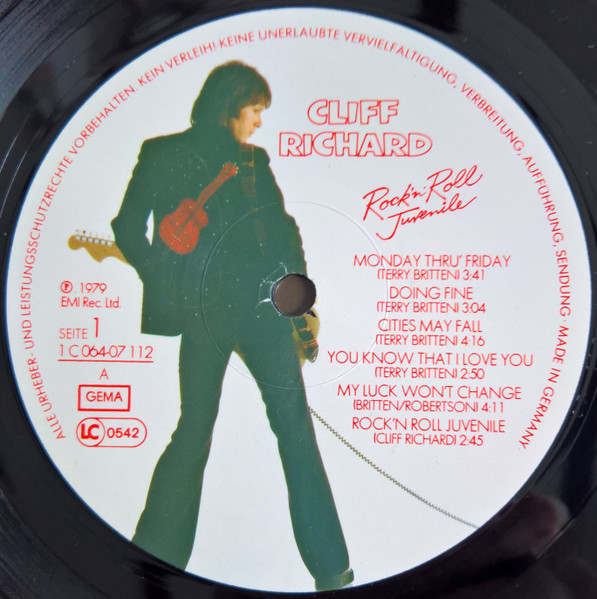 Cover zu Cliff Richard - Rock 'N' Roll Juvenile | 1979 | Vinyl, LP, Album, Stereo | Rock, Pop | Germany