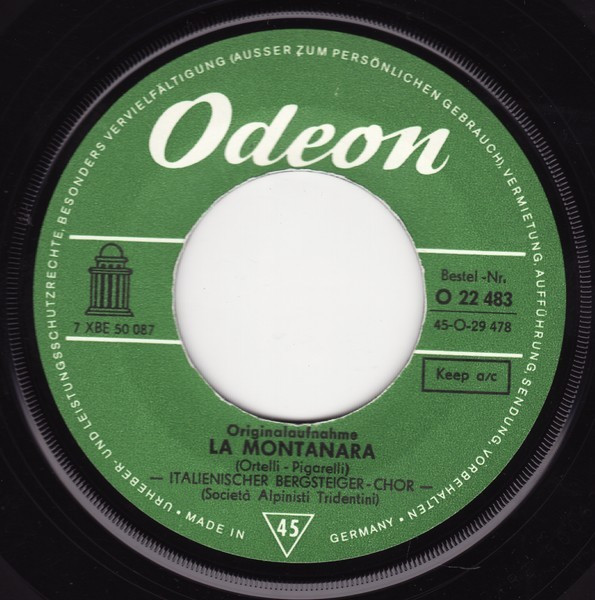 Cover zu Coro Della S.A.T. - La Montanara | Vinyl, 45 RPM, 7