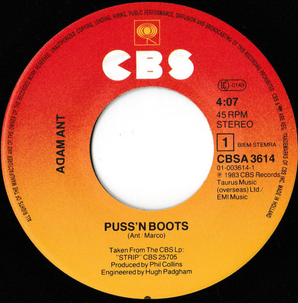 Cover zu Adam Ant - Puss'N Boots | 1983 | Vinyl, Stereo, 45 RPM, 7