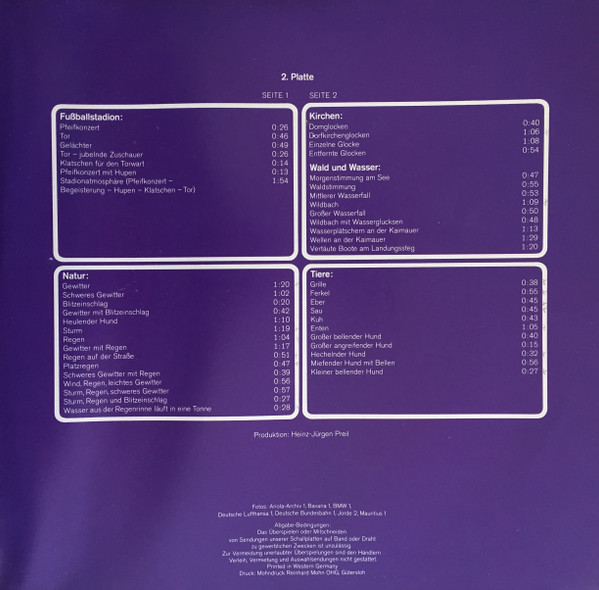Cover zu No Artist - Das Große Geräusche-Archiv | 1972 | Vinyl, LP, Stereo, Club Edition, Special Edition, Compilation | Non-Music, Stage & Screen | Germany