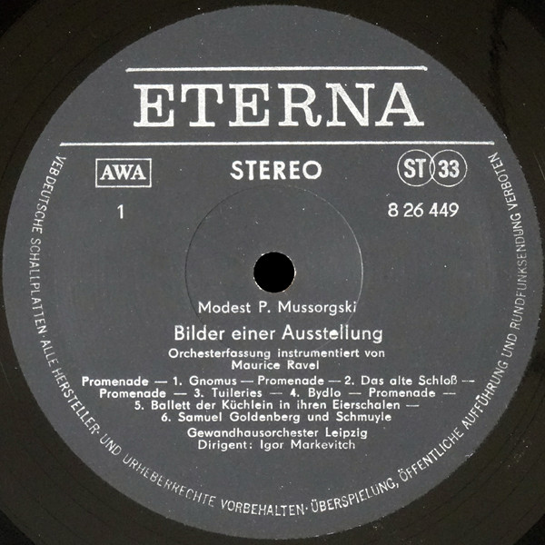 Cover zu Modest Mussorgsky, Gewandhausorchester Leipzig, Igor Markevitch - Bilder Einer Ausstellung / Eine Nacht Auf Dem Kahlen Berge | Vinyl, LP | Classical | German Democratic Republic (GDR)