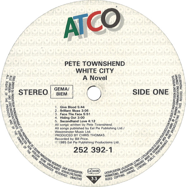 Cover zu Pete Townshend - White City (A Novel) | 1985 | Vinyl, LP, Album, Stereo | Rock | Europe