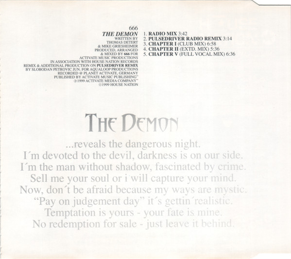 Cover zu 666 - The Demon | 1999 | CD, Maxi-Single | Electronic | Germany