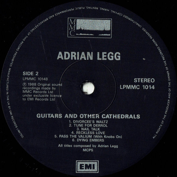 Cover zu Adrian Legg - Guitars And Other Cathedrals | 1988 | Vinyl, LP, Stereo | Jazz, Blues | UK