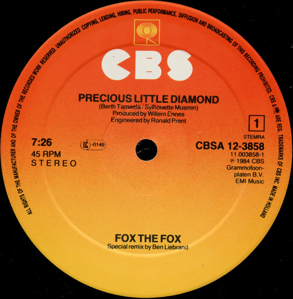 Cover zu Fox The Fox - Precious Little Diamond (Special Remix) | 1984 | Vinyl, Stereo, 12