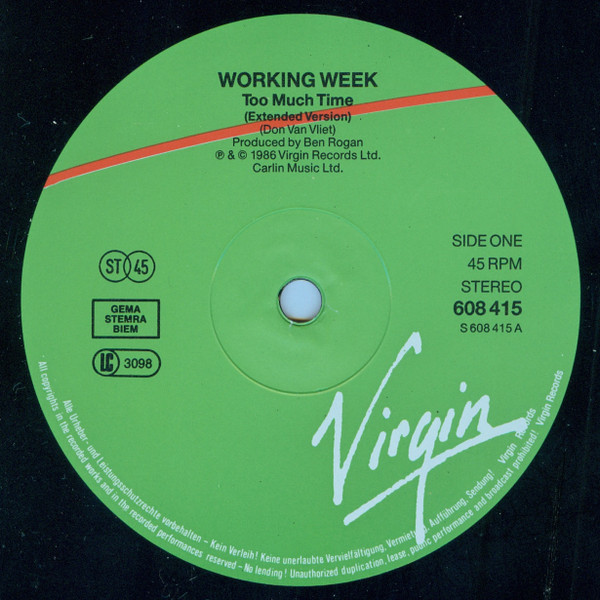 Cover zu Working Week - Too Much Time | 1986 | Vinyl, Stereo, 12