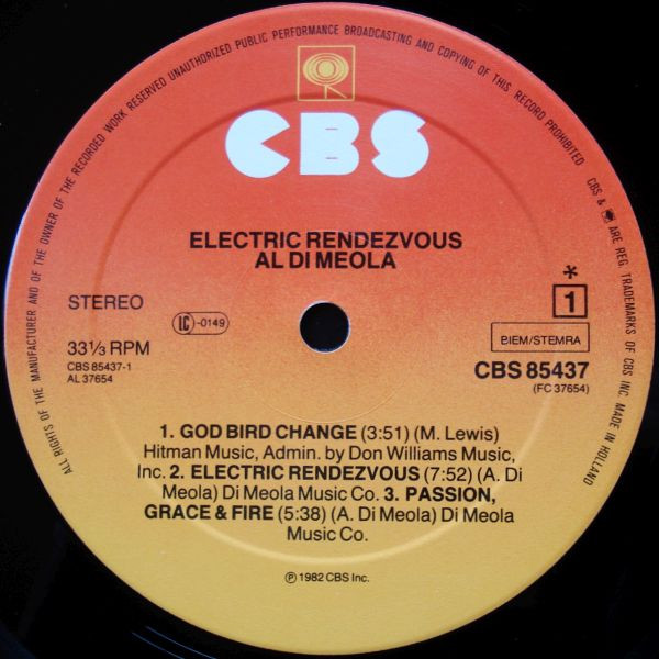 Cover zu Al Di Meola - Electric Rendezvous | 1982 | Vinyl, LP, Album, Stereo | Jazz, Rock | Europe