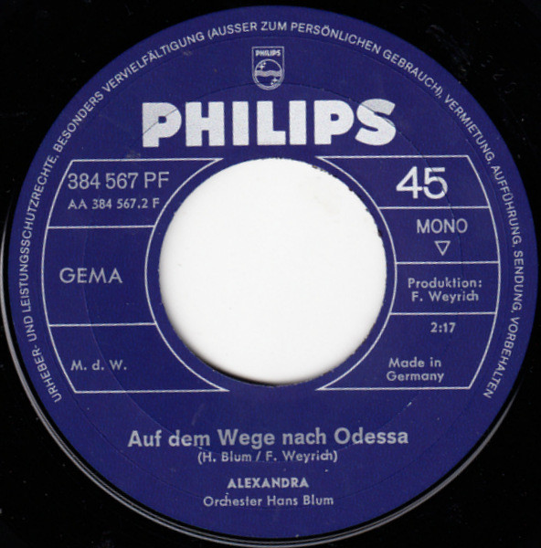 Cover zu Alexandra (7) - Illusionen / Auf Dem Wege Nach Odessa | 1968 | Vinyl, 45 RPM, 7
