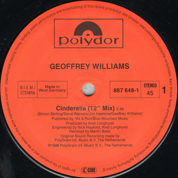 Cover zu Geoffrey Williams - Cinderella | 1988 | Vinyl, Stereo, 12