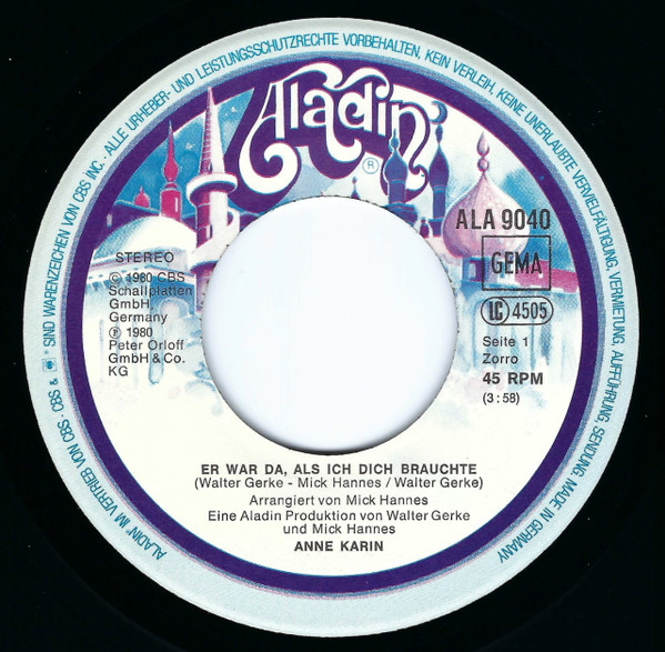 Cover zu Anne Karin - Er War Da, Als Ich Dich Brauchte | 1980 | Vinyl, 45 RPM, 7