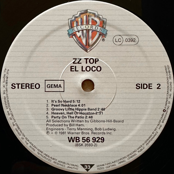 Cover zu ZZ Top - El Loco | Vinyl, LP, Album, Stereo | Rock | Germany
